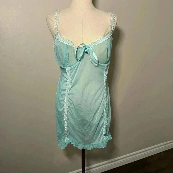 Coquette mermaid blue sheer chemise L - Picture 3 of 7